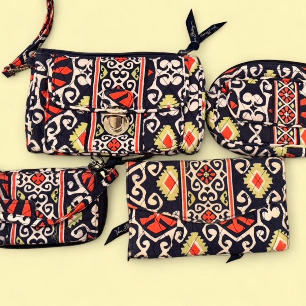 Vera Bradley Black and Red Patterned Clutch Set